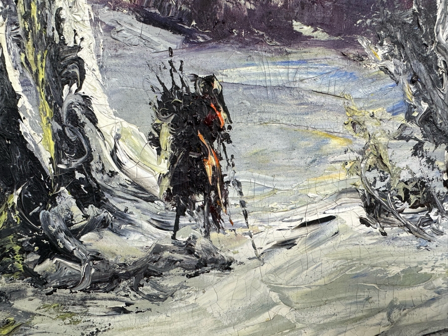 Vintage Mid-Century Abstract Painting On Canvas Signed Lower Right Signature Illegible 24 X 19.5 [Photo 5]