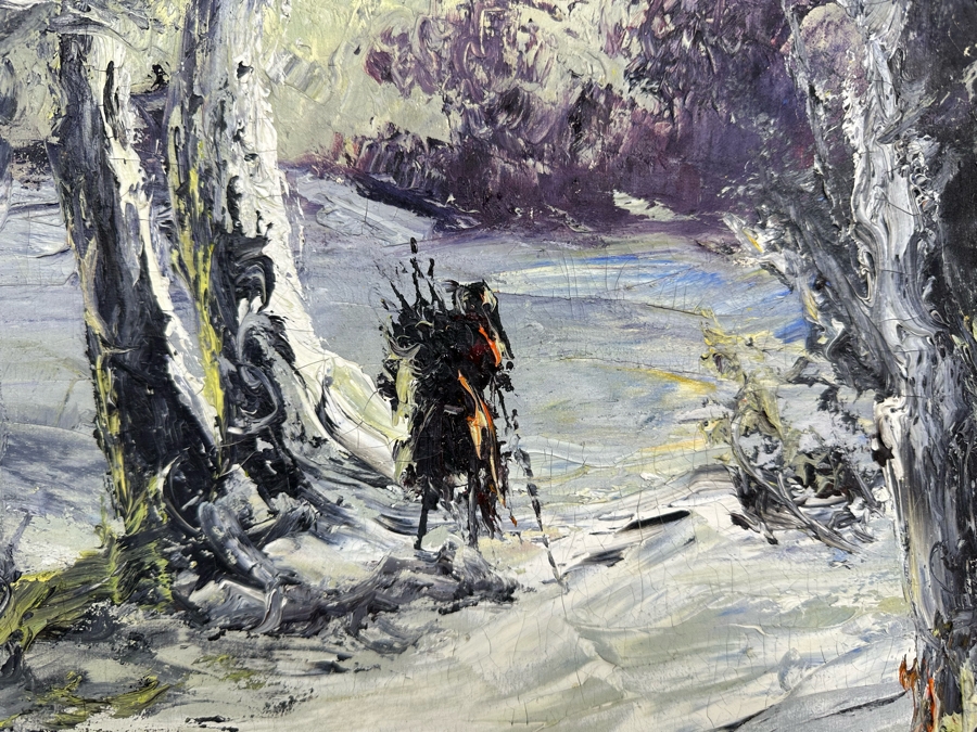 Vintage Mid-Century Abstract Painting On Canvas Signed Lower Right Signature Illegible 24 X 19.5 [Photo 4]