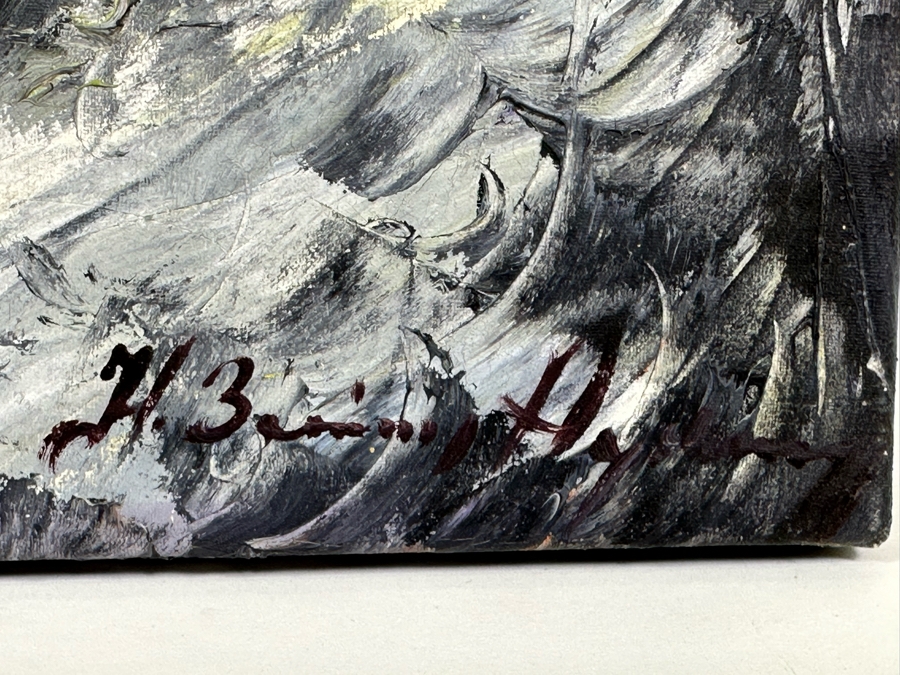 Vintage Mid-Century Abstract Painting On Canvas Signed Lower Right Signature Illegible 24 X 19.5 [Photo 11]