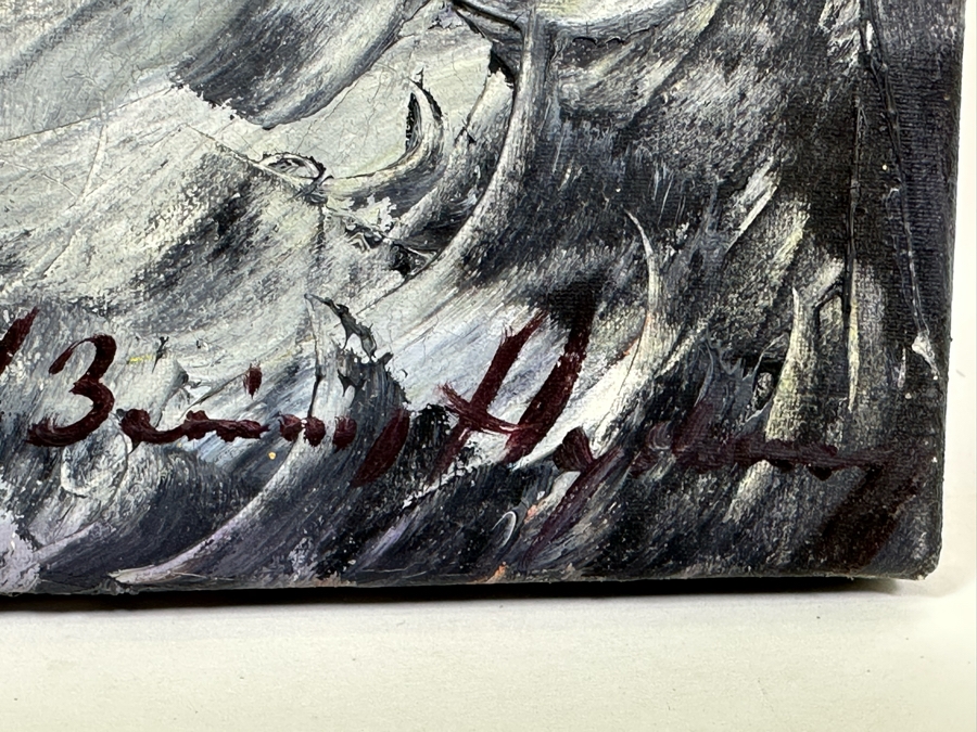 Vintage Mid-Century Abstract Painting On Canvas Signed Lower Right Signature Illegible 24 X 19.5 [Photo 12]