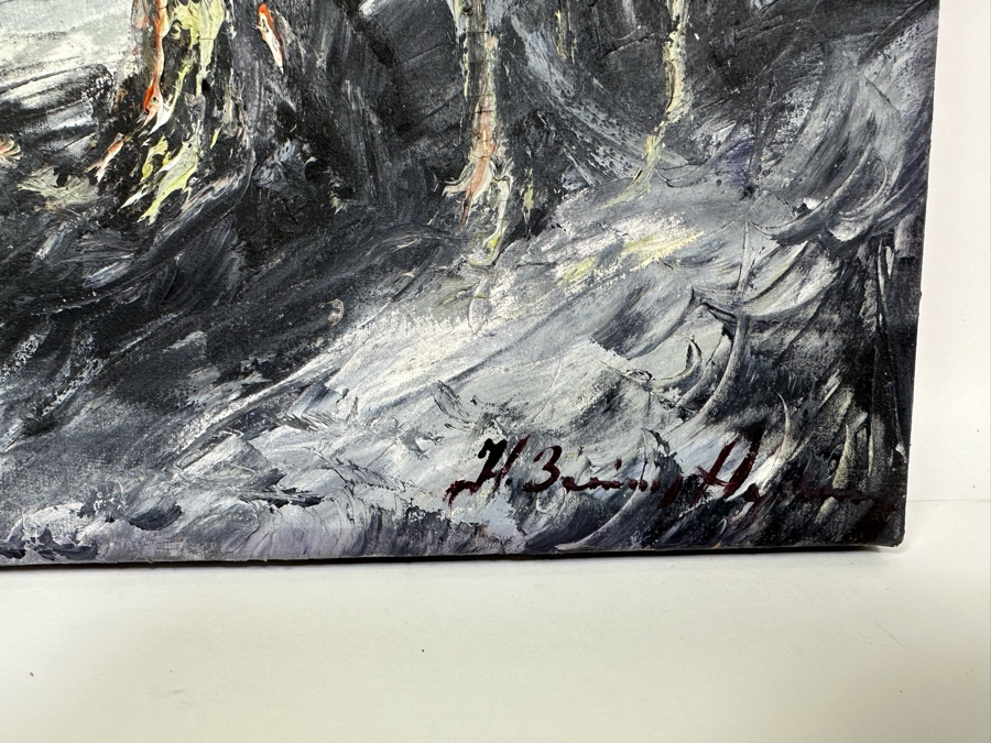 Vintage Mid-Century Abstract Painting On Canvas Signed Lower Right Signature Illegible 24 X 19.5 [Photo 9]