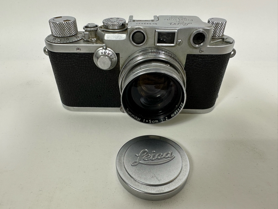 Vintage 1951 Leica IIIf Film Camera Ernst Leitz Wetzlar Germany SN 569527 With Leica 5cm f/2 Summitar Lens And Accessories [Photo 6]