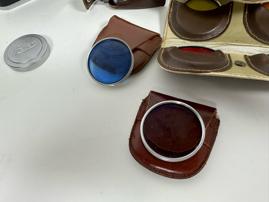 Vintage 1951 Leica IIIf Film Camera Ernst Leitz Wetzlar Germany SN 569527 With Leica 5cm f/2 Summitar Lens And Accessories [Photo 18]