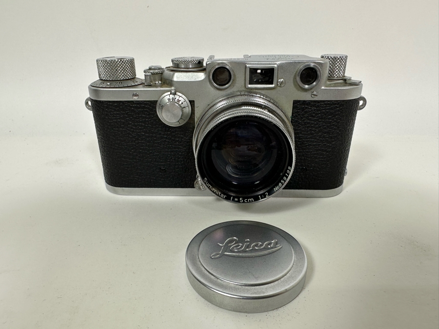 Vintage 1951 Leica IIIf Film Camera Ernst Leitz Wetzlar Germany SN 569527 With Leica 5cm f/2 Summitar Lens And Accessories [Photo 5]