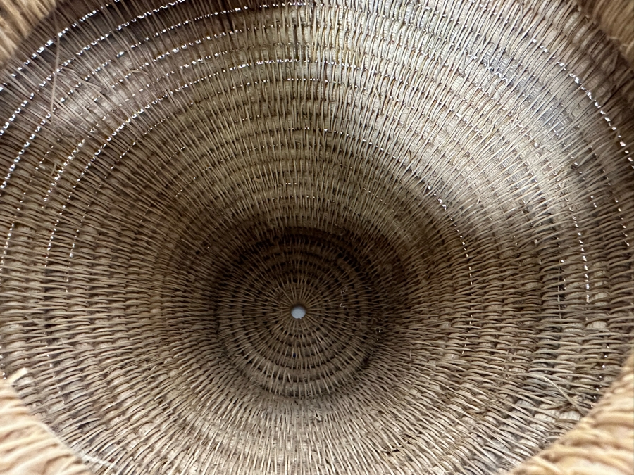 Vintage Handwoven Basket With Beads 9H [Photo 6]