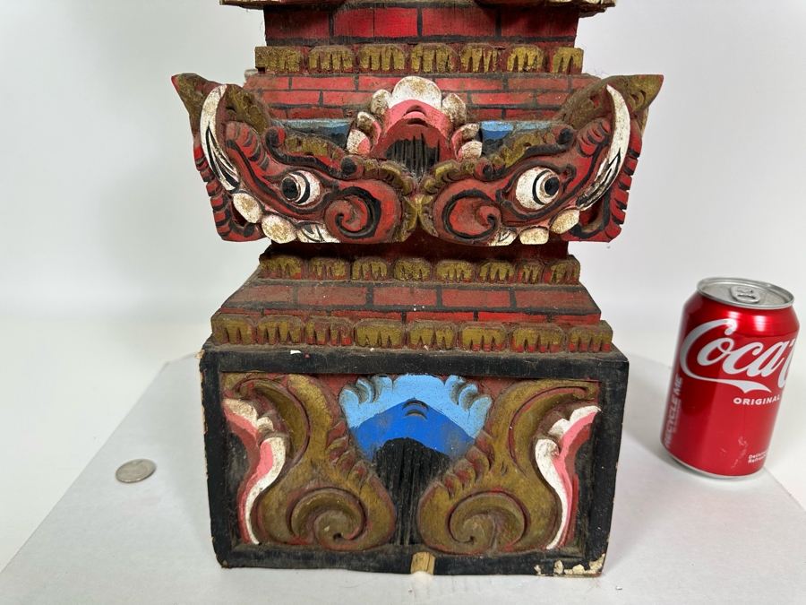 Vintage Indonesian Wooden Carved Tower 34H [Photo 3]
