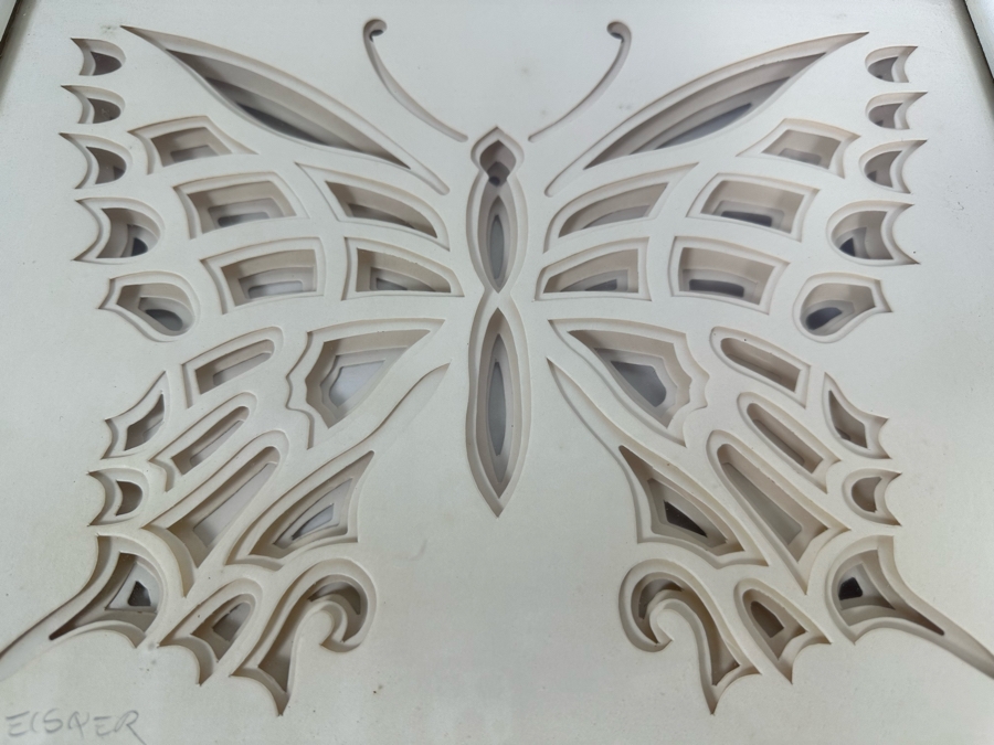 Jack Eisner Three Dimensional Paper Butterfly Sculpture 1970s Hand Signed Eisner Shadowbox Framed 16W X 12D X 2H [Photo 7]