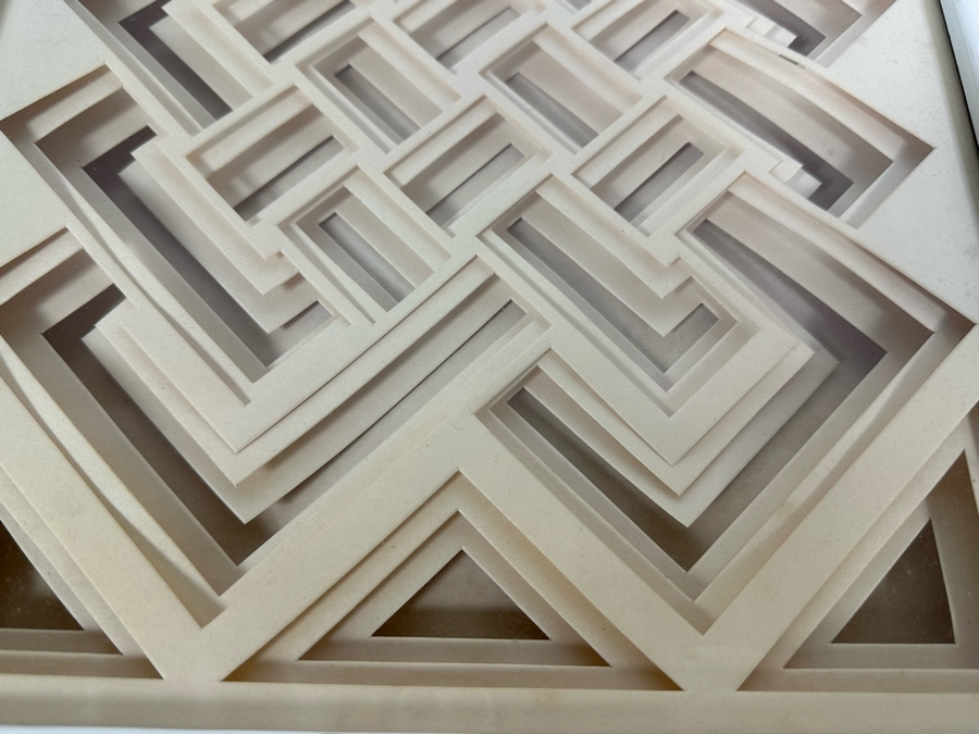 Jack Eisner Three Dimensional Abstract Geometric Sculpture 1970s Hand Signed Eisner Shadowbox Framed 12W X 15D X 2H [Photo 5]