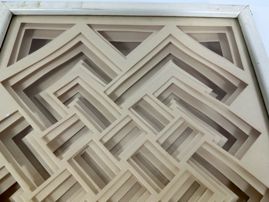 Jack Eisner Three Dimensional Abstract Geometric Sculpture 1970s Hand Signed Eisner Shadowbox Framed 12W X 15D X 2H [Photo 6]