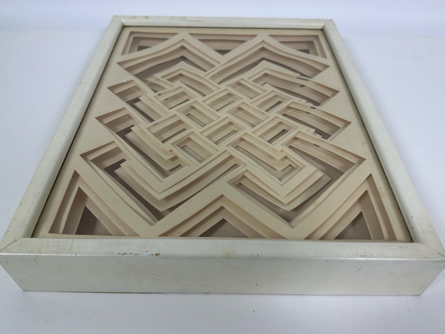 Jack Eisner Three Dimensional Abstract Geometric Sculpture 1970s Hand Signed Eisner Shadowbox Framed 12W X 15D X 2H [Photo 9]