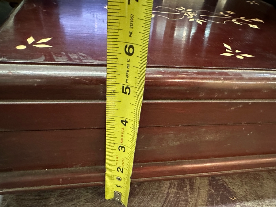 Handmade Wooden Inlaid Bone Silverware Storage Chest With Wesley Forge Stainless Gold Tone Flatware Set 17W X 12D X 5H [Photo 13]