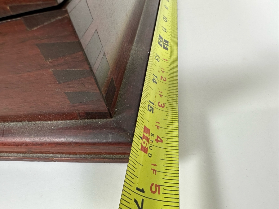 Handmade Wooden Inlaid Bone Silverware Storage Chest With Carvel Hall By Briddell Carving Set With 12 Steak Knives 19W X 16D X 5H [Photo 11]