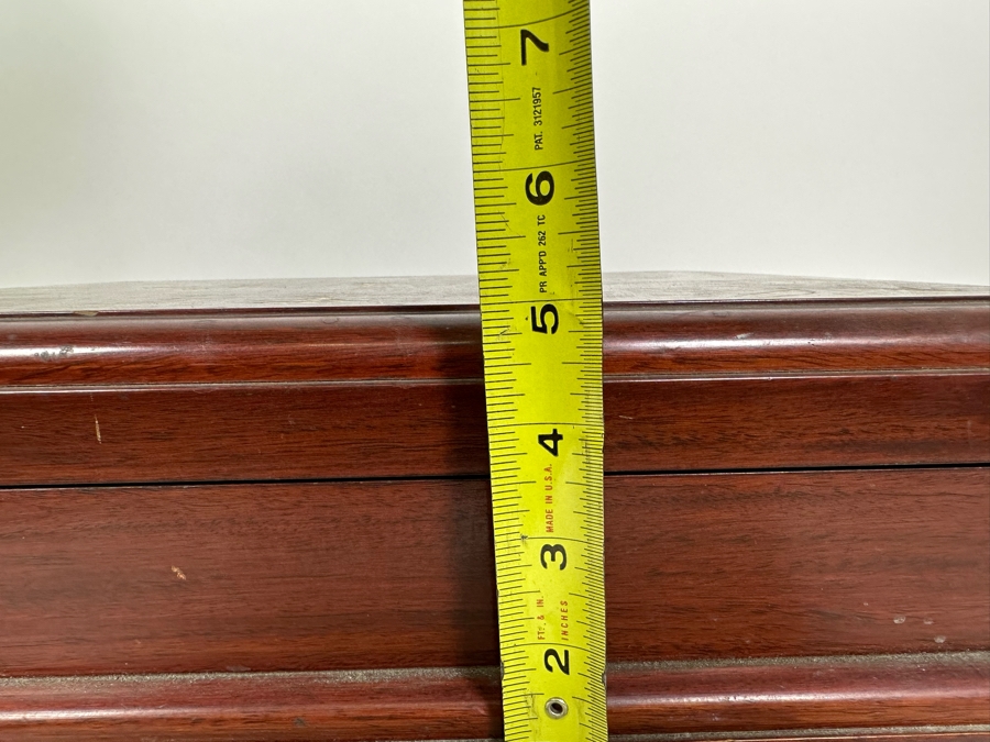 Handmade Wooden Inlaid Bone Silverware Storage Chest With Carvel Hall By Briddell Carving Set With 12 Steak Knives 19W X 16D X 5H [Photo 12]