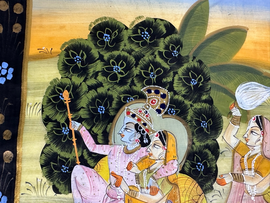 Original Vintage Indian Paintings On Silk 15W X 20H [Photo 8]