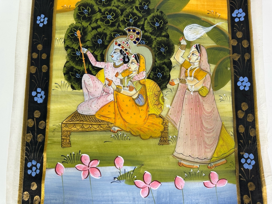 Original Vintage Indian Paintings On Silk 15W X 20H [Photo 5]