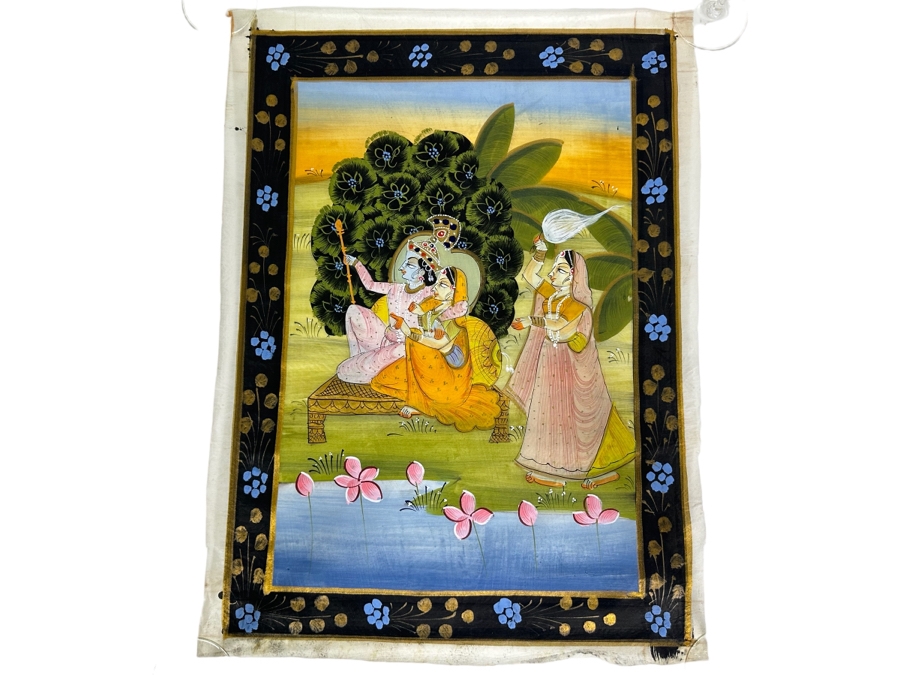 Original Vintage Indian Paintings On Silk 15W X 20H [Photo 1]