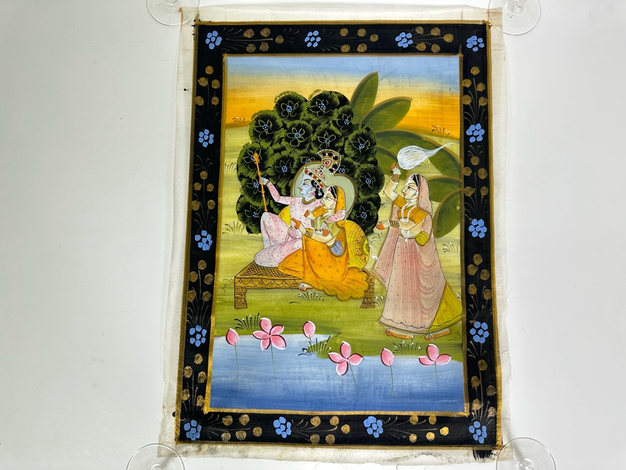 Original Vintage Indian Paintings On Silk 15W X 20H [Photo 4]