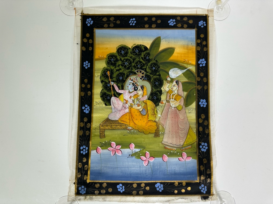 Original Vintage Indian Paintings On Silk 15W X 20H [Photo 3]