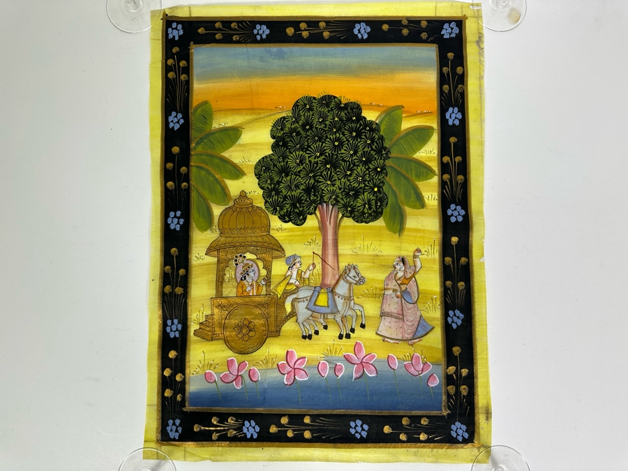Original Vintage Indian Paintings On Silk 15W X 20H [Photo 3]