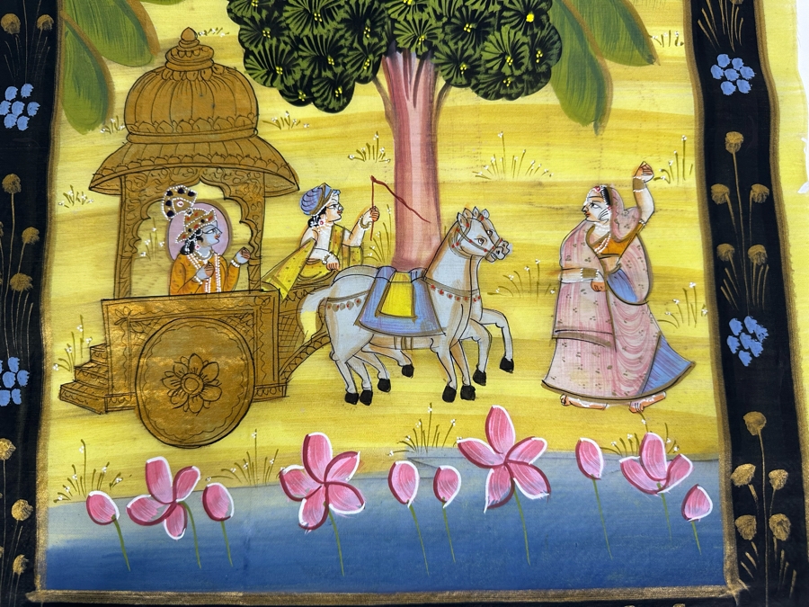Original Vintage Indian Paintings On Silk 15W X 20H [Photo 4]