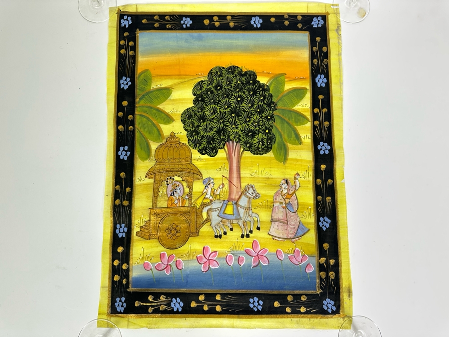 Original Vintage Indian Paintings On Silk 15W X 20H [Photo 2]