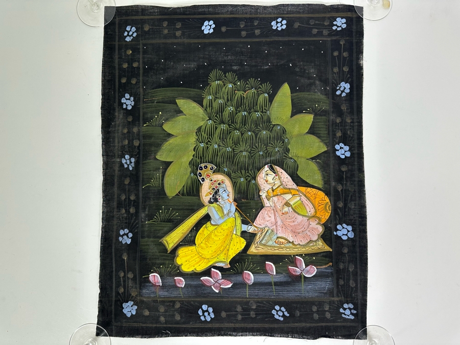 Original Vintage Indian Paintings On Silk 16W X 21H [Photo 2]