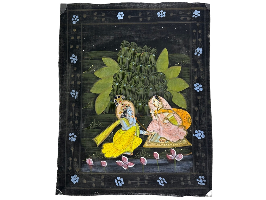Original Vintage Indian Paintings On Silk 16W X 21H