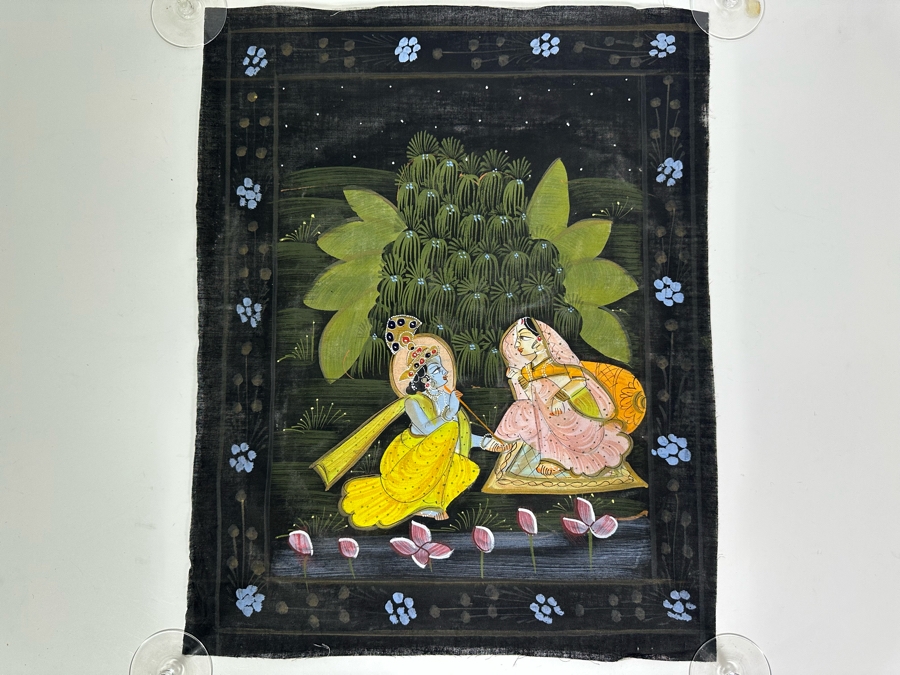 Original Vintage Indian Paintings On Silk 16W X 21H [Photo 3]