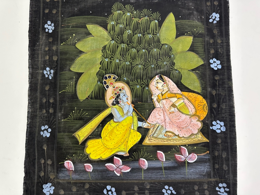 Original Vintage Indian Paintings On Silk 16W X 21H [Photo 4]