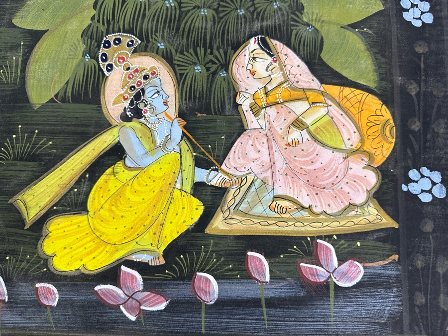 Original Vintage Indian Paintings On Silk 16W X 21H [Photo 7]