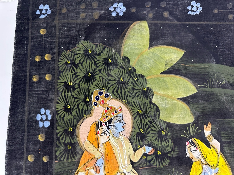 Original Vintage Indian Paintings On Silk 17W X 19.5H [Photo 7]