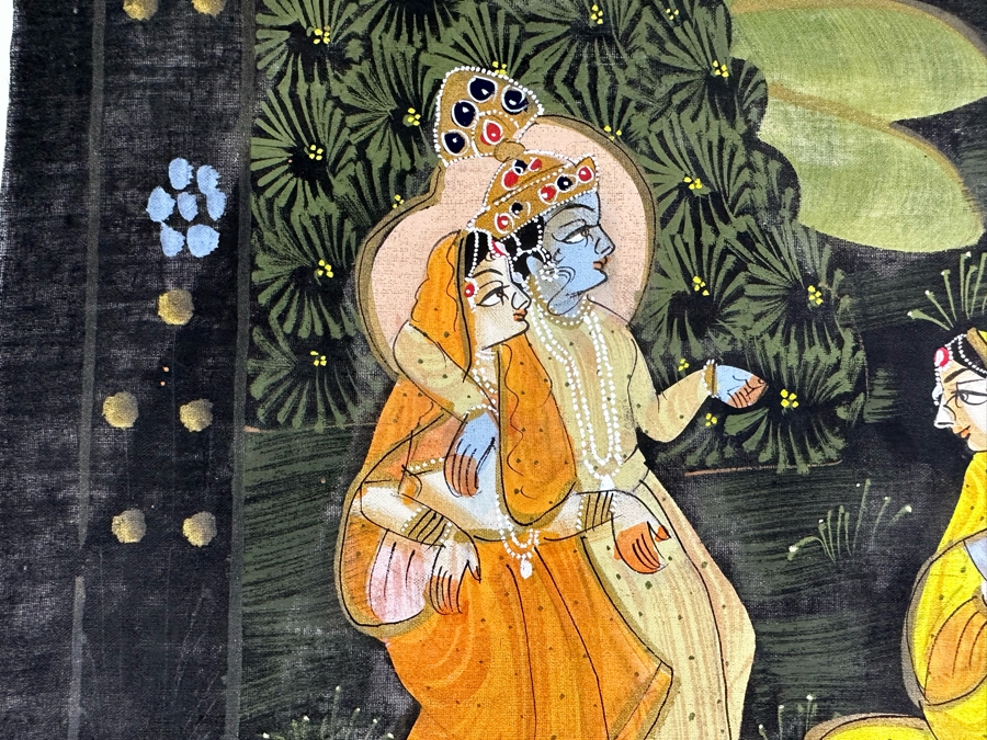 Original Vintage Indian Paintings On Silk 17W X 19.5H [Photo 5]