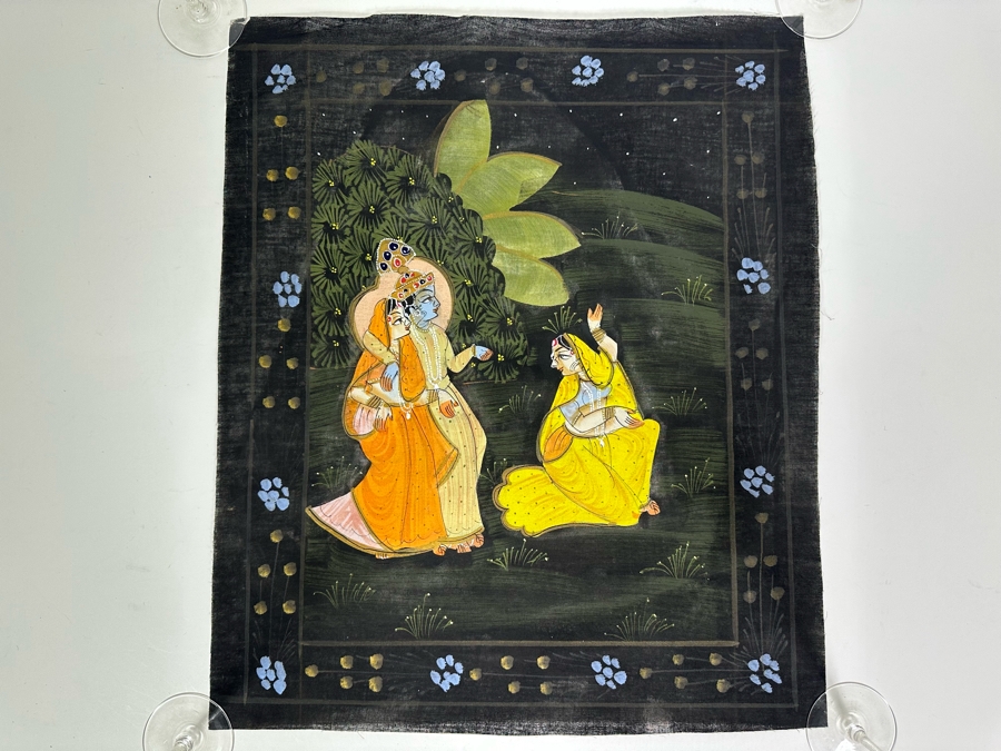 Original Vintage Indian Paintings On Silk 17W X 19.5H [Photo 2]