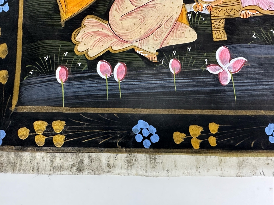 Original Vintage Indian Paintings On Silk 20W X 15H [Photo 7]