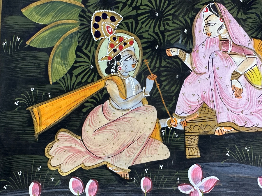 Original Vintage Indian Paintings On Silk 20W X 15H [Photo 5]