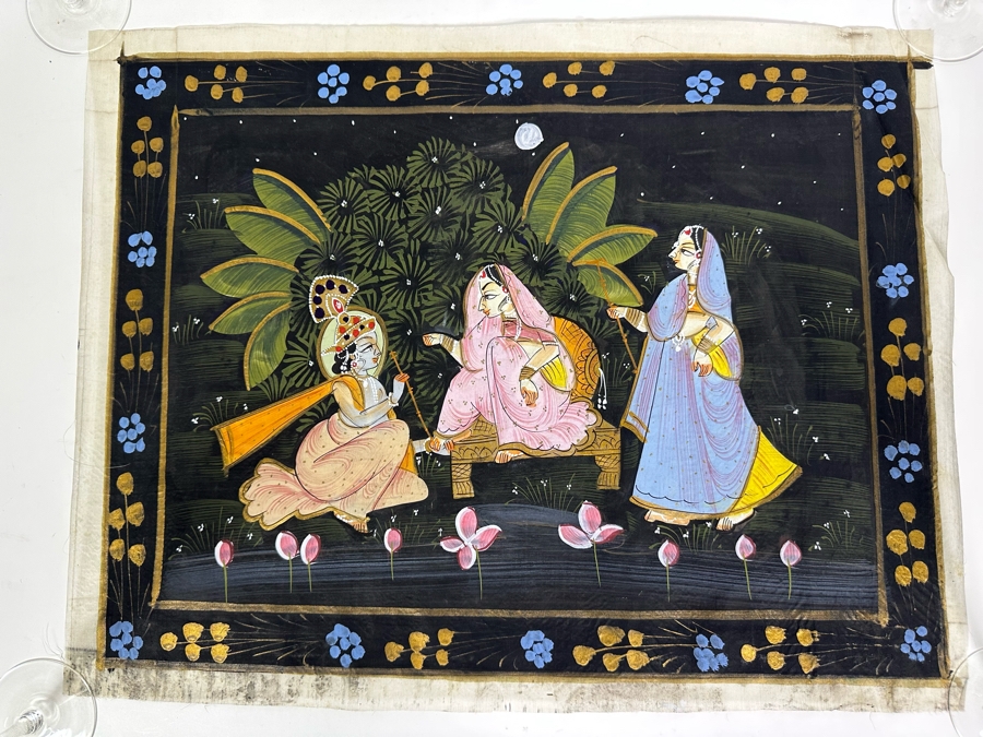 Original Vintage Indian Paintings On Silk 20W X 15H [Photo 2]