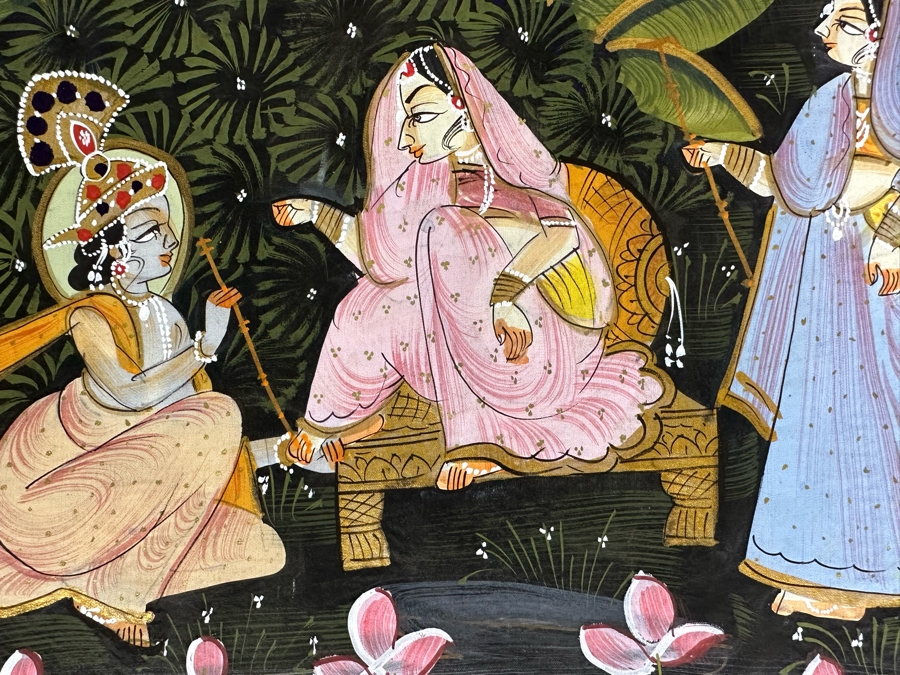 Original Vintage Indian Paintings On Silk 20W X 15H [Photo 4]