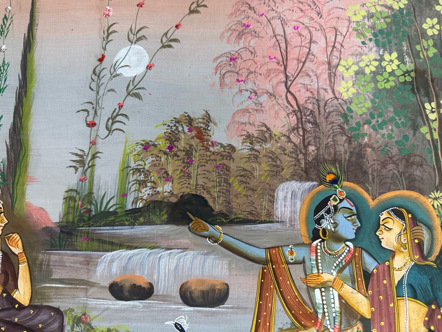 Original Vintage Indian Paintings On Silk 30W X 27.5H [Photo 6]