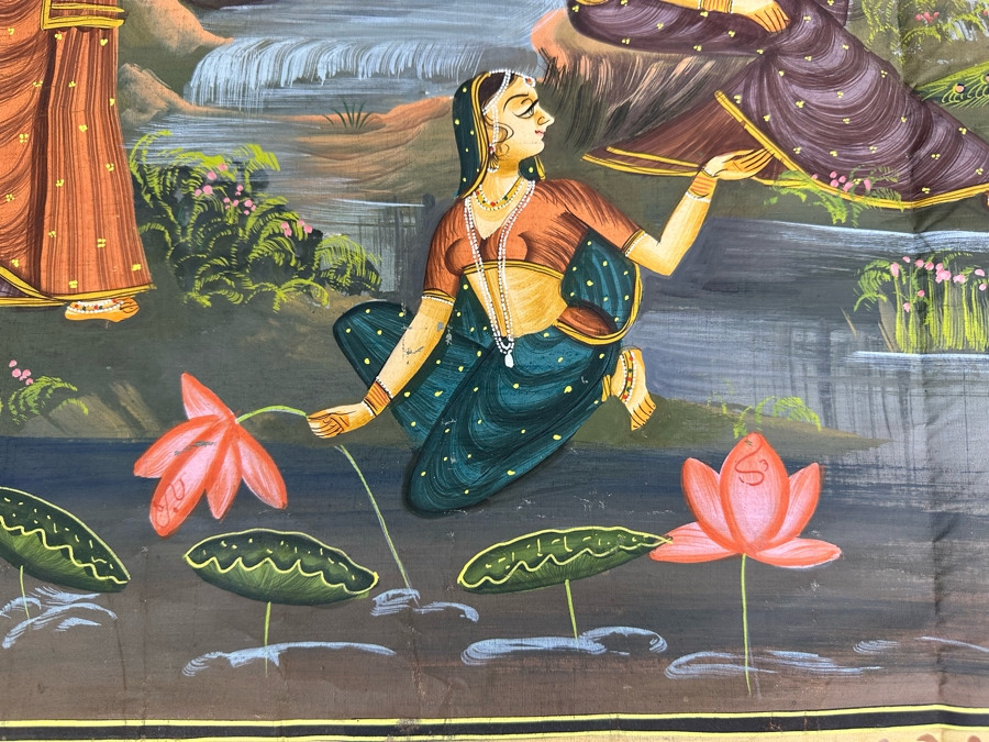 Original Vintage Indian Paintings On Silk 30W X 27.5H [Photo 8]