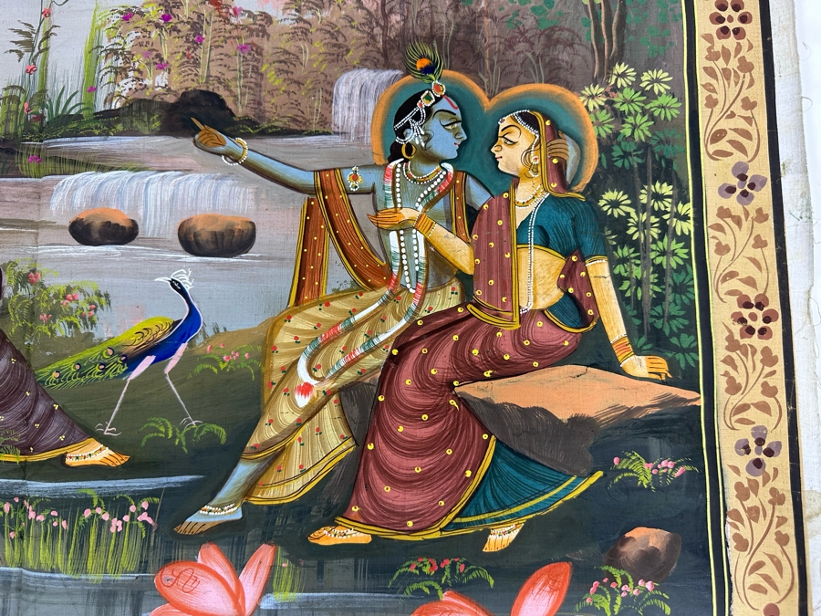 Original Vintage Indian Paintings On Silk 30W X 27.5H [Photo 4]