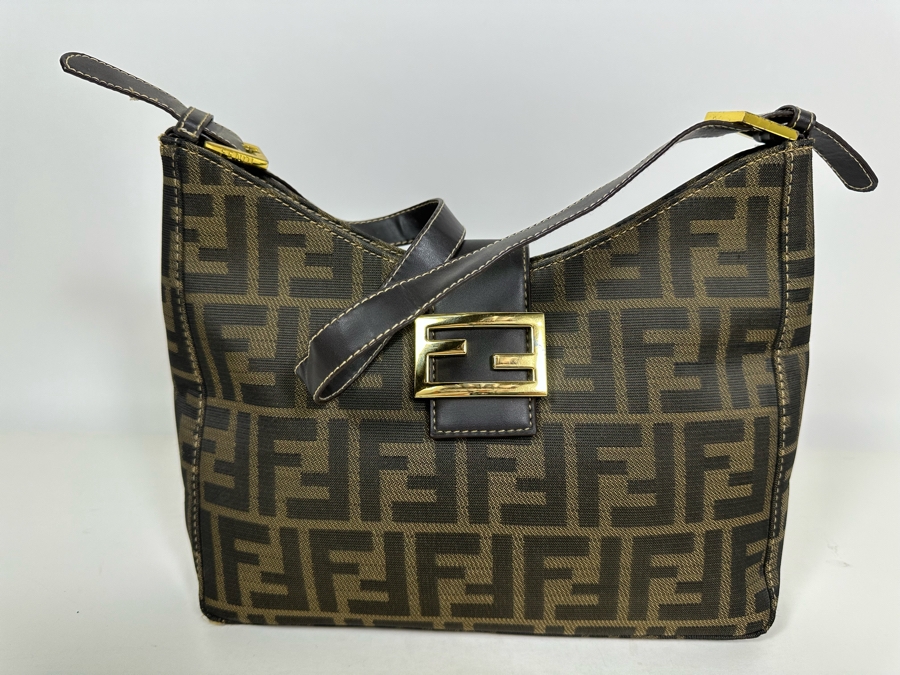 Vintage Fendi Zucca Tabacco Hobo Bag 11W x 9H