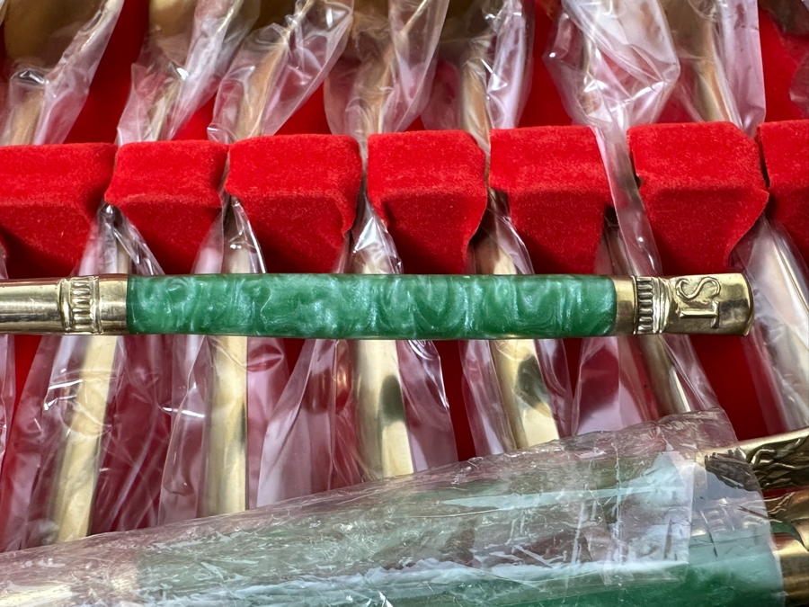 Huge Set Of Thailand Brass Bronze Flatware All New / Sealed Except Ones Shown In Photos With Wooden Storage Box - 122 Pieces 18.5W X 18D X 4H [Photo 14]