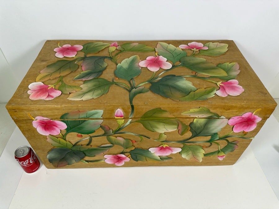 Vintage Indonesian Relief Carved Wooden Trunk 32W X 16D X 15H With Matching Mirror 13 X 24 [Photo 8]