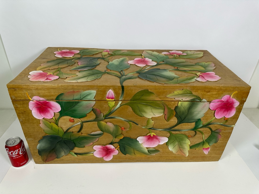 Vintage Indonesian Relief Carved Wooden Trunk 32W X 16D X 15H With Matching Mirror 13 X 24 [Photo 7]