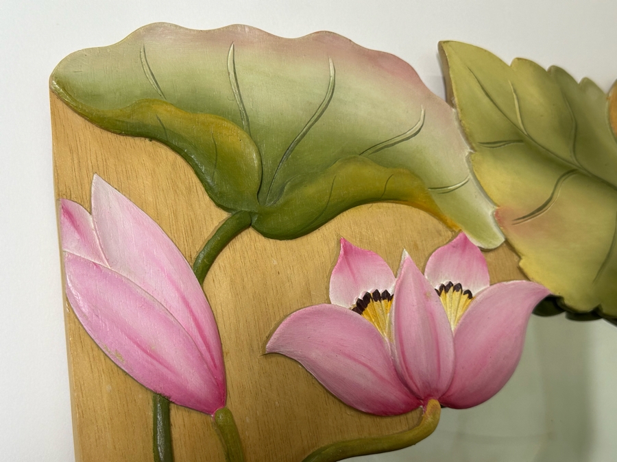 Vintage Indonesian Relief Carved Wooden Trunk 32W X 16D X 15H With Matching Mirror 13 X 24 [Photo 3]