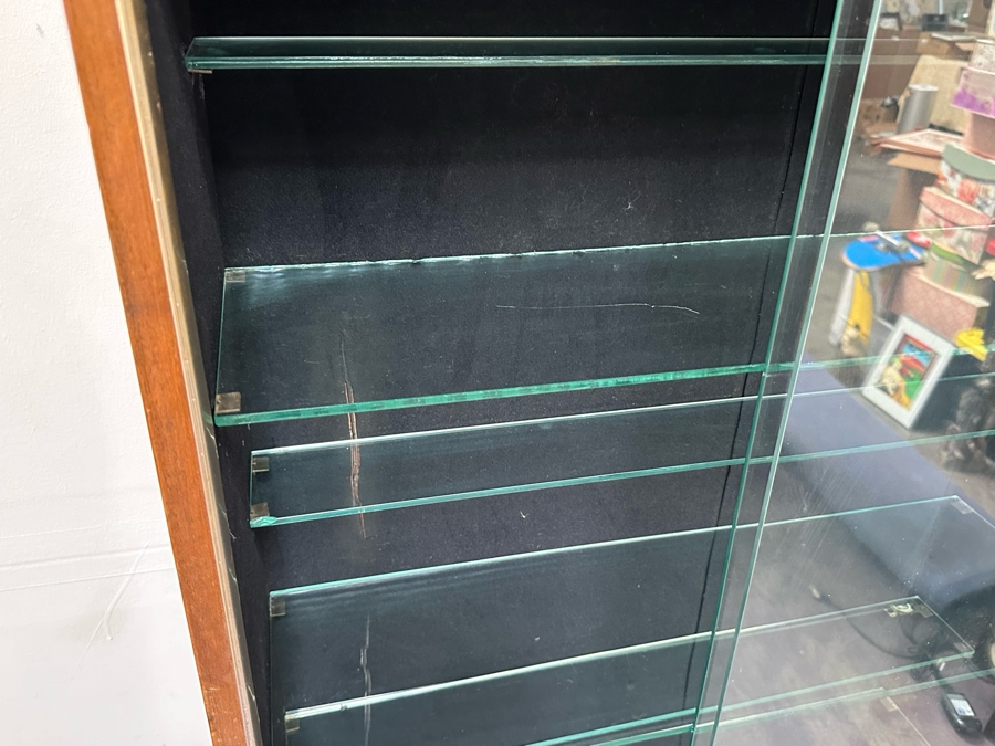 Mid-Century Curio Display Cabinet With Sliding Glass Doors 29W X 10D X 67H [Photo 6]