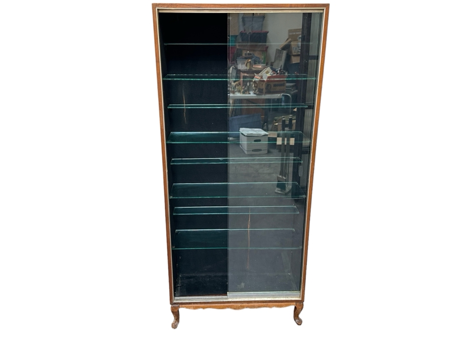 Mid-Century Curio Display Cabinet With Sliding Glass Doors 29W X 10D X 67H [Photo 1]