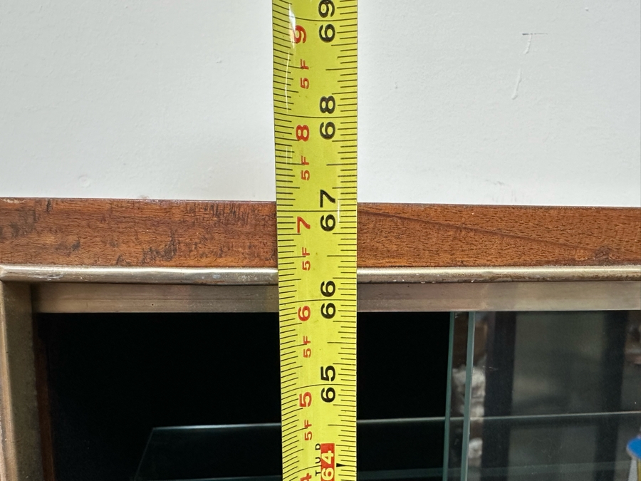 Mid-Century Curio Display Cabinet With Sliding Glass Doors 29W X 10D X 67H [Photo 12]