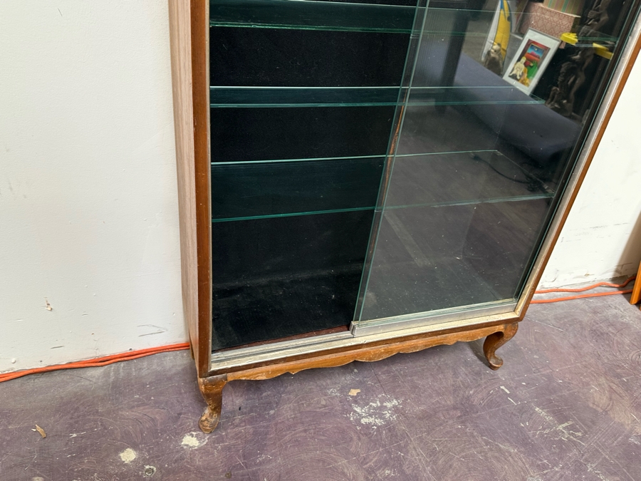 Mid-Century Curio Display Cabinet With Sliding Glass Doors 29W X 10D X 67H [Photo 4]