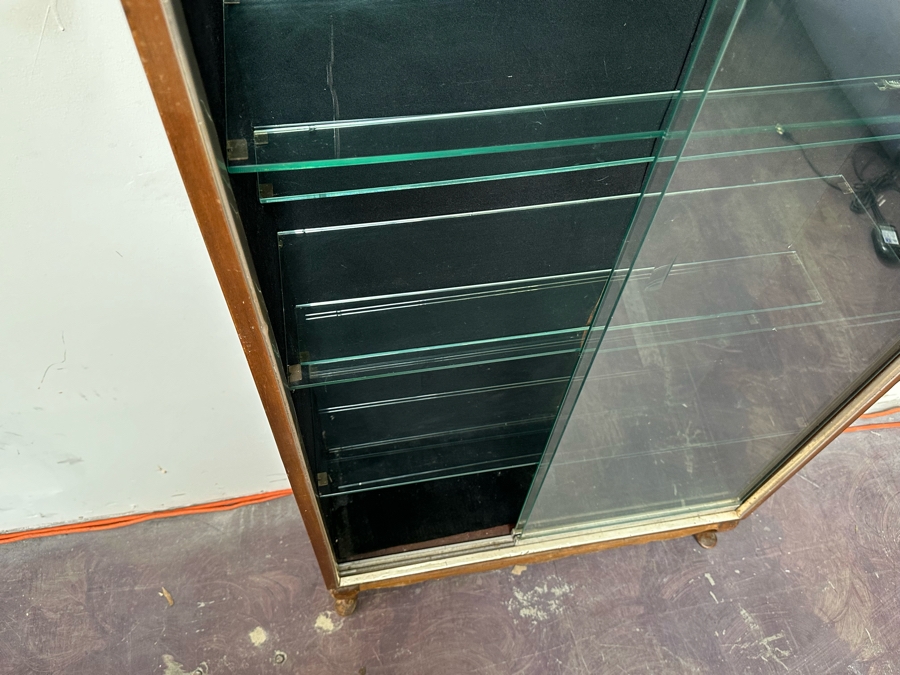 Mid-Century Curio Display Cabinet With Sliding Glass Doors 29W X 10D X 67H [Photo 7]